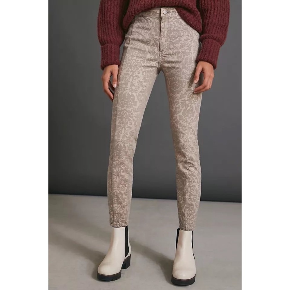 NWT Anthropologie Pilcro Flocked High-Rise Denim Leggings Size 26P
